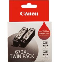 Canon PGI670XL Genuine Black Ink Twin Pack - 500 A4 - 3,900 4x6 x 2