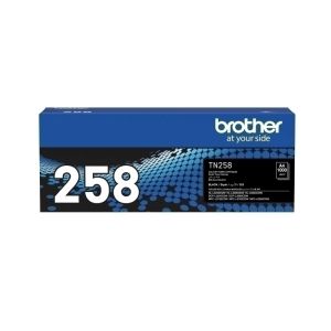 Image of the Brother TN258 Black Toner cartridge in it genuine brother box