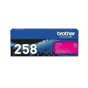 Image of Brother TN-258 magenta toner cartridge in its genuine brother box