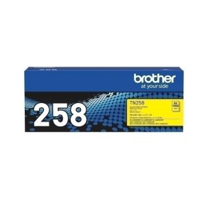 genuine brother TN258 Yellow toner cartridge in it genuine brother packaging
