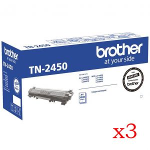 3 x Brother TN2450 Genuine Toner Cartridge - 3,000 pages