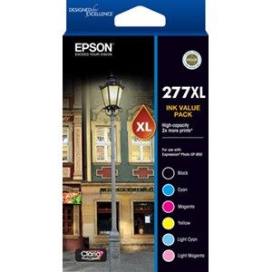 Epson 277XL Genuine 6 High Yield Ink Value Pack (Bk, C, LC, M, LM, Y)